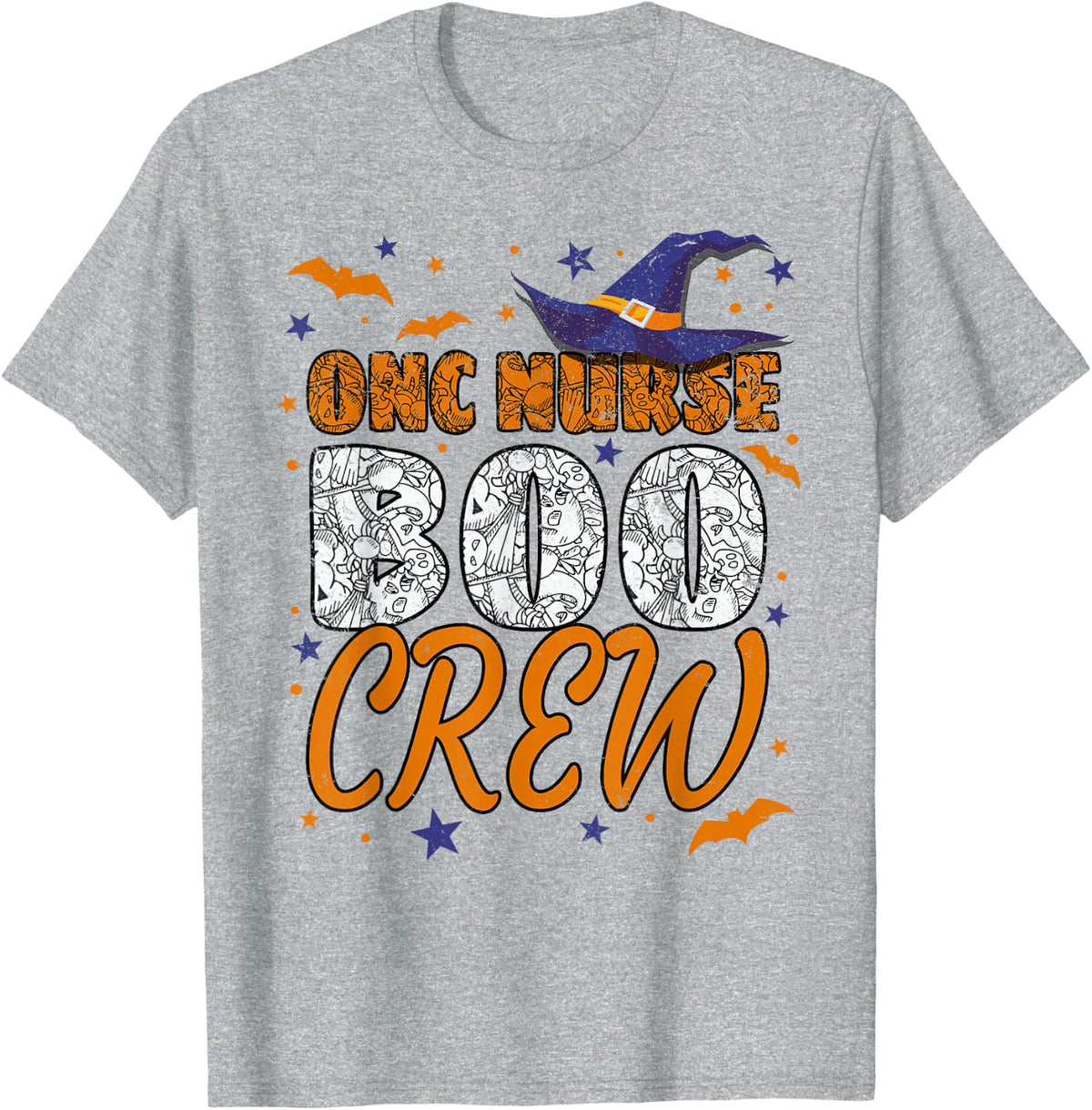 ONC Nurse Boo Crew Halloween Oncology RN Matching T-Shirt - Heather Grey