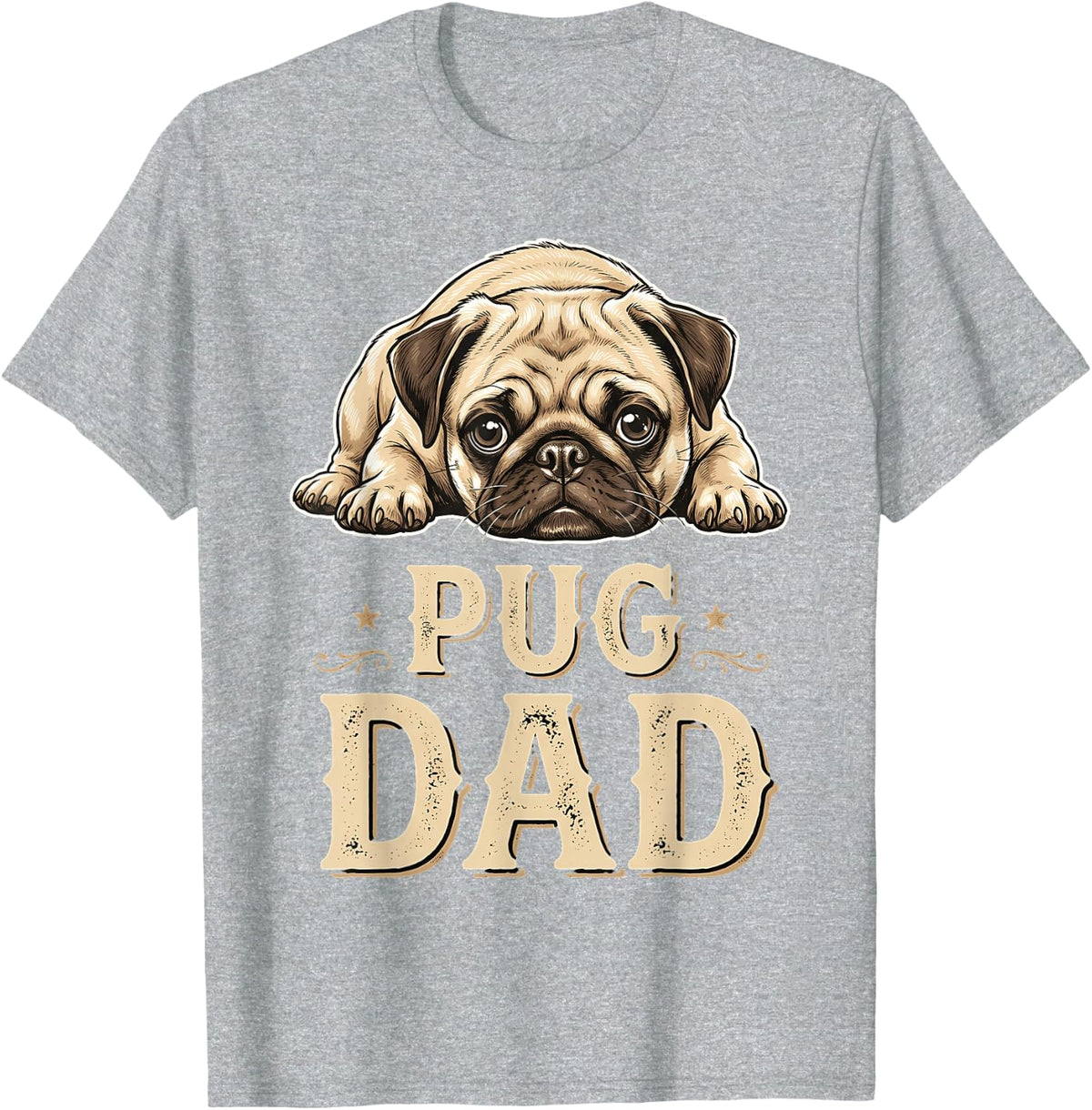 Pug Dad T-Shirt - Heather Grey