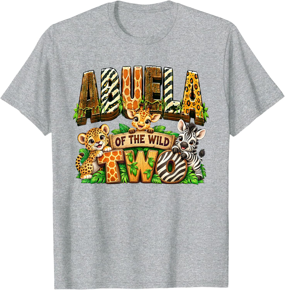 Grandma Abuela of The Wild Two Safari Jungle 2nd Birthday T-Shirt - Heather Grey