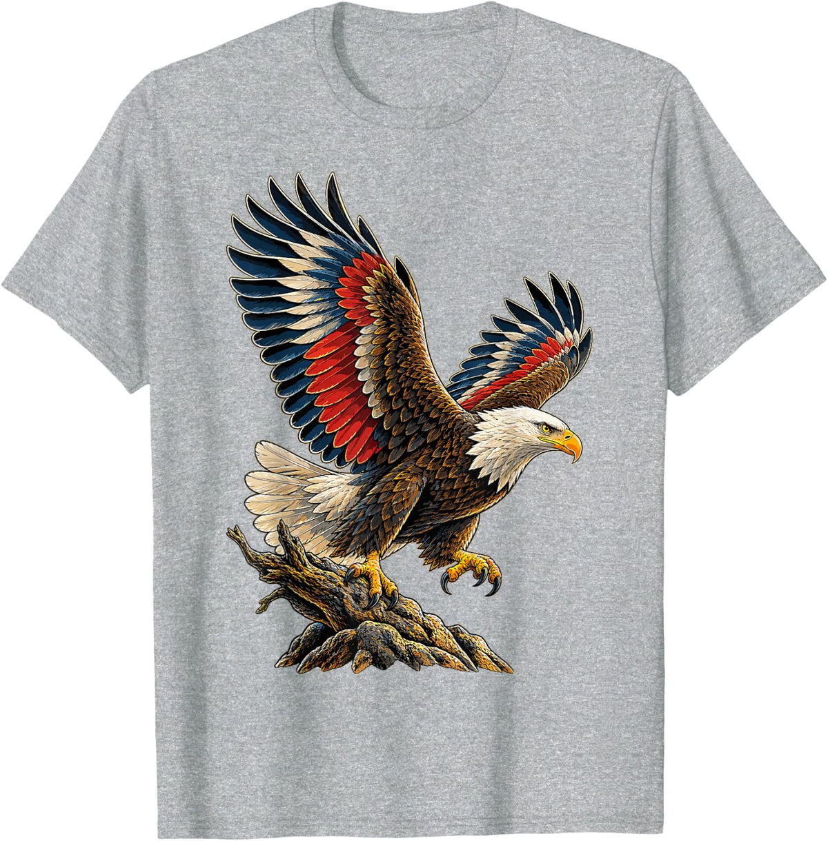 Majestic Bald Eagle in Flight T-Shirt - Heather Grey