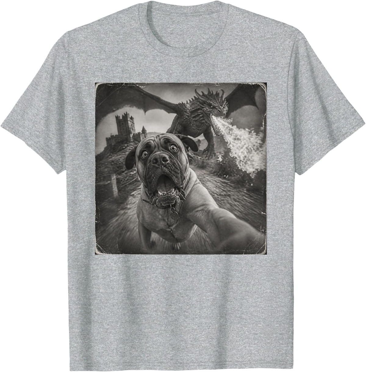 Funny Dragon Mastiff T-Shirt - Heather Grey