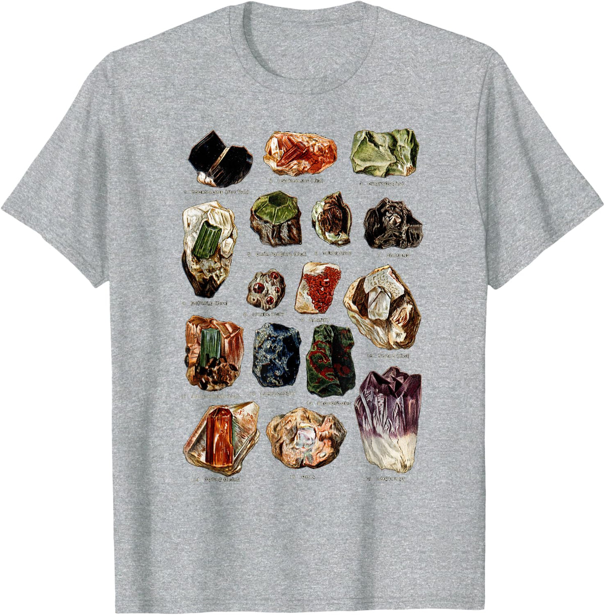 Minerals Gems and Crystals Rock Collecting T-Shirt - Heather Grey