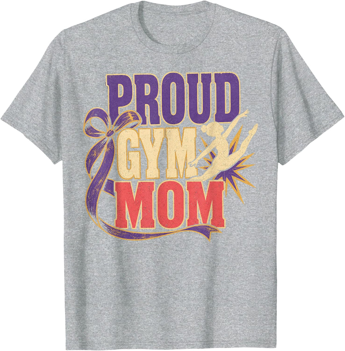Proud Gym Mom Gymnastics Support T-Shirt - Heather Grey