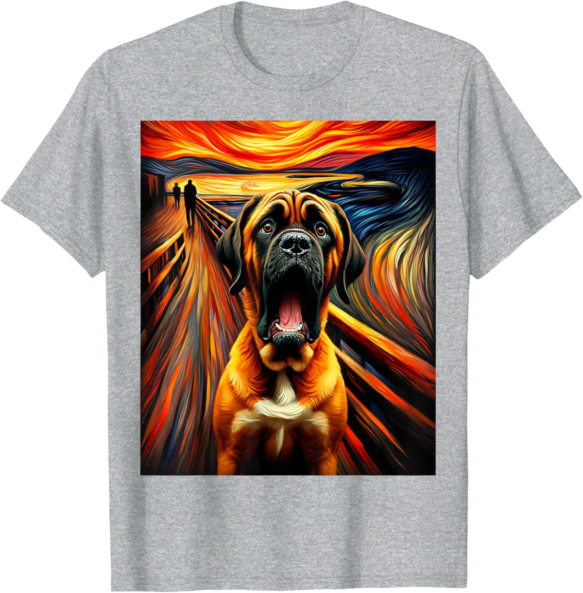 Expressionist Artsy Mastiff Dog | Artistic Mastiff T-Shirt - Heather Grey