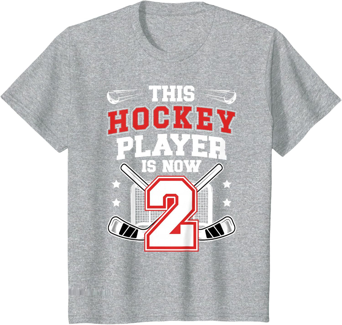 2nd Birthday Shirt Boy Two Year Old Ice Hockey Player Tee T-Shirt - Heather Grey