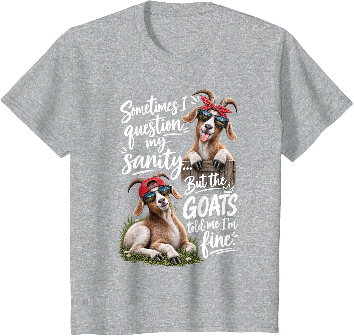 Funny Sometimes i question My Sanity but the Goats T-Shirt - Heather Grey